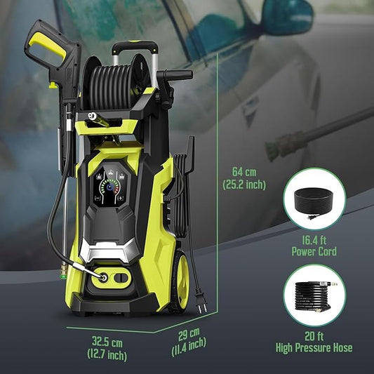 Pressure Washe Touch Screen Adjustable Pressure Power Washer 5000PSIIMAX with 4 Quick Connect Nozzles,Inlet Hose & Filter, Foam Cannon for Cars/Fences/Driveways Cleaning