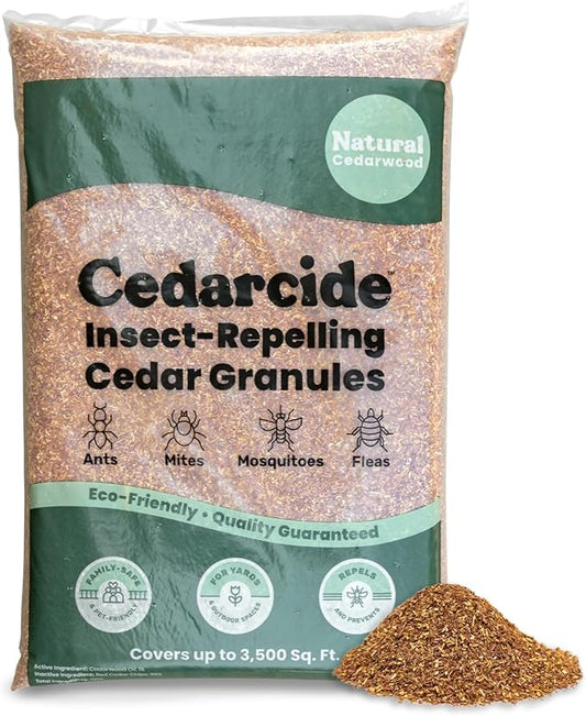 Cedarcide Original Cedar Granules – Flea, Tick, Mosquito & Spider Repellent for Yard, Lawn, Patio & Garden – Outdoor Insect Control – for Use Around Pets, Kids & Family (8 lb Covers 3,500 sq ft)