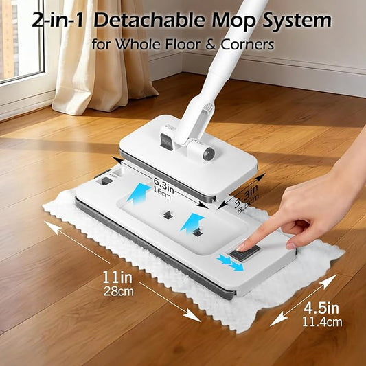 MASTERTOP Dust Mop with Mini Sweeper Mop,2-in-1 Disposable Mop with 47" Long Handle,Microfiber Mops for Floor Cleaning,No-Touch, Multi Surface Floor Cleaning