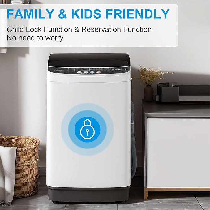 17Lbs Portable Washing Machine with10 Washing Programs, 2.2 Cu. Ft. Full Automatic Washer and Spinner Combo, Compact Laundry Washer Spinner for Apartment RV Dorm