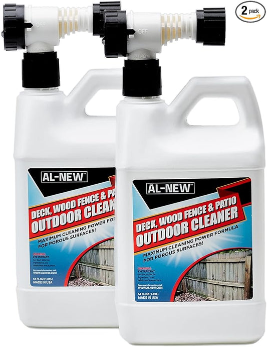 AL-NEW Outdoor Cleaner | Versatile Outdoor Cleaner 64oz Hose End Sprayer (Pack of 2) (Deck, Wood Fence, & Patio Outdoor Cleaner)