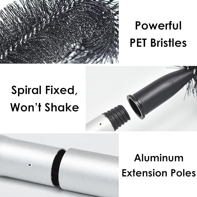 Gutter Cleaning Tool with Curved Stiff Bristles, Retractable Flexible Roof Gutter Brush Cleaner for Removing Dust, Leaves, Debris, and Branches