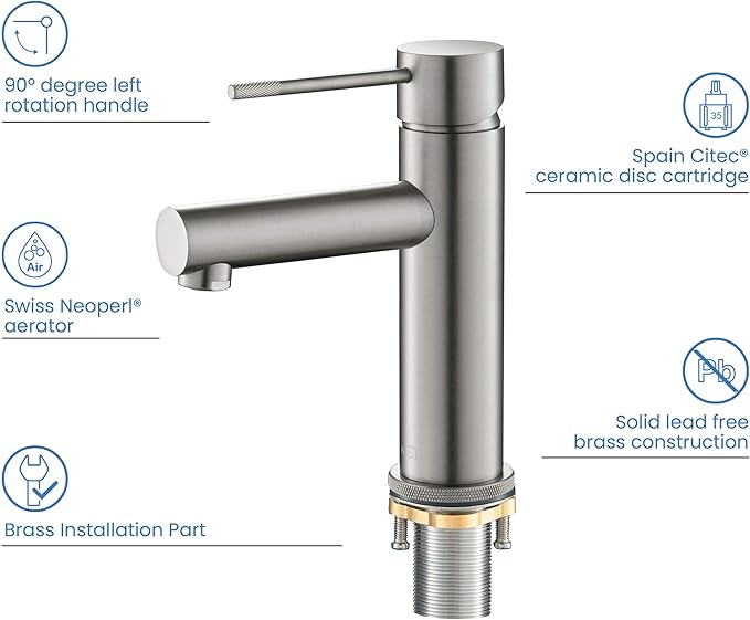 KIBI KBF1010 Solid Brass Single Handle Single Hole Circular X Faucet for Bathroom Sink | High Arc Faucet Spout | Brushed Nickel | Corrosion and Rust Resistant