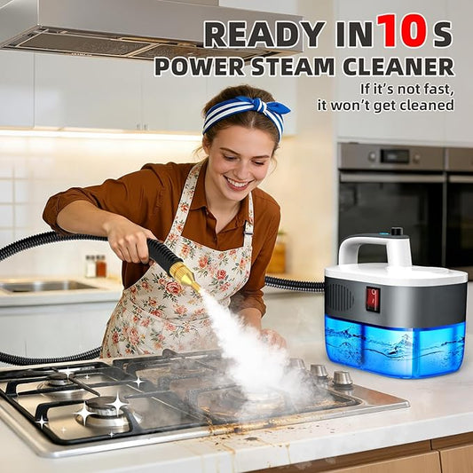 Steam Cleaner, 6-Level Adjustable, 10s Heat-Up, 1200ML Large Tank, 2500W Portable Steamer for Cleaning with Multi-Surface Accessories, Handheld Steam Cleaner for Home & Car, Dirt, Grease, Grout,Tile