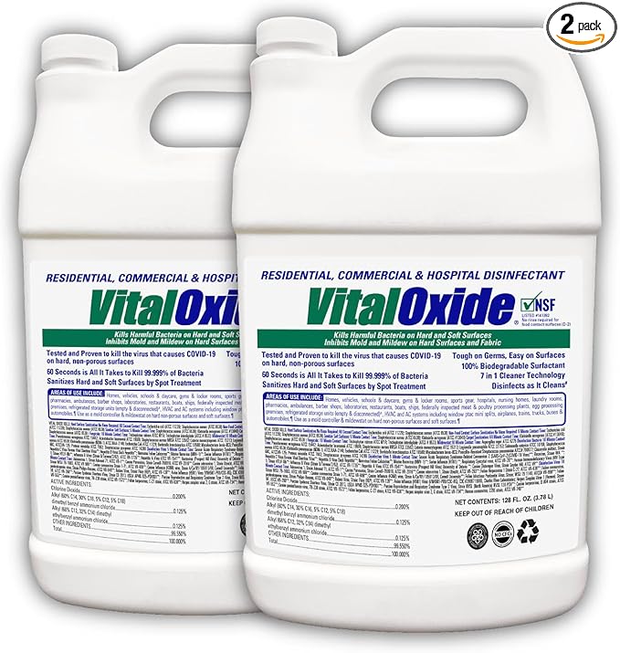 Vital Oxide Disinfectant, Deodorizer, Cleaner, Food-Contact Sanitizer, Virucide – (EPA registration #82972-1) – Kills Mold & Mildew, Eliminates Odors-2 Gallons