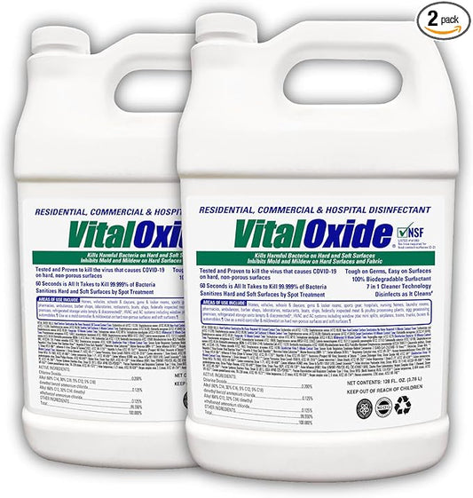 Vital Oxide Disinfectant, Deodorizer, Cleaner, Food-Contact Sanitizer, Virucide – (EPA registration #82972-1) – Kills Mold & Mildew, Eliminates Odors-2 Gallons