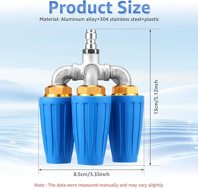 4 in 1 Quad Turbo Nozzle Pressure Washer Aluminum Alloy 4000 PSI Swivel Nozzle with 1/4 Inch Quick Connector 360° Rotating Pressure Washer