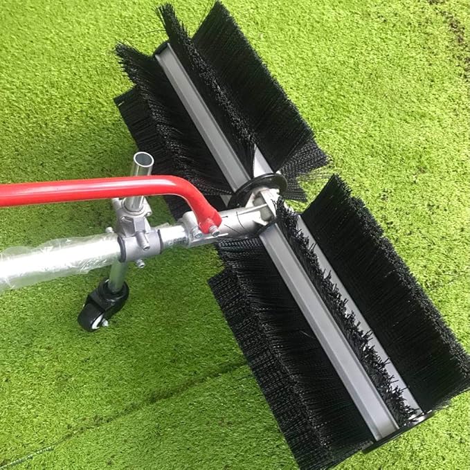 Handheld Sweeper 43CC 2 Stroke Gasoline Power Sweeper Outdoor Sweeping Broom 1.7HP Walk Behind Sweeper Cleaner Turf Lawns Driveway Grass Sweeping Cleaning Tool