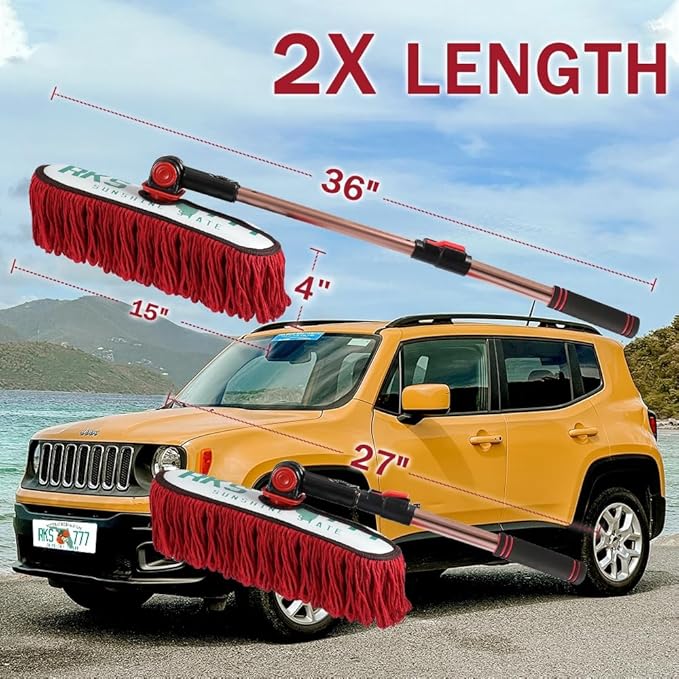 Car Duster Exterior Scratch Free Extendable Handle,Wax Cotton Hair Brush Kit forTruck,SUV,RV and Motorcycle,Duster for Cleaning，No Lint（Sunshine State Designer License Plate）