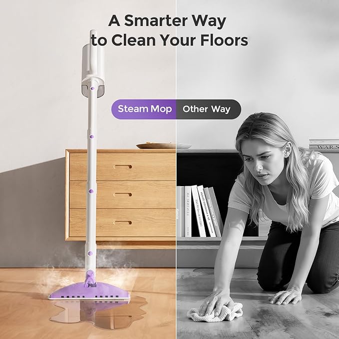 Steam Mops for Floor Cleaning,All-in-One Steam Cleaner for Home with 2 Levels Steam Mode,350ML Tank,23FT Cord, Detachable Handheld Steam Cleaner for Tile,Grout,Furniture,Carpet,Grill,Wall