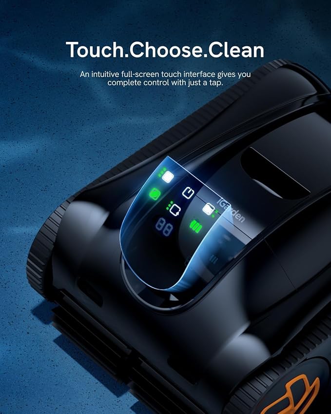 (2025 Upgrade) iGarden Pool Cleaner K36, Cordless Pool Vacuum Robot for Inground & Above Ground Pools, Smart Navigation, 220 Min Runtime, Touchscreen, Self-Parking, Cleans Floor, Wall & Waterline