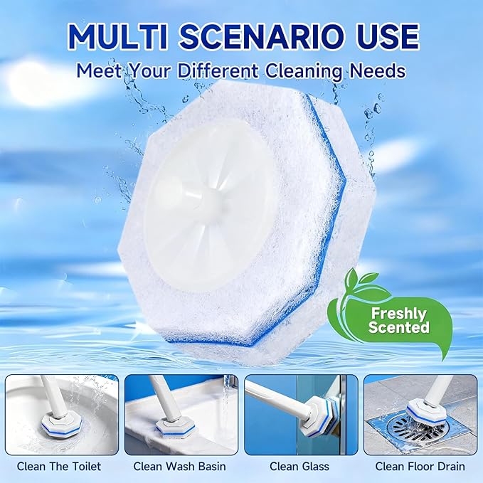 100 Count Toilet Wand Refills Compatible for Clorox, 5X Cleaning Power Toilet Bowl Cleaners & High-Density Disposable Toilet Brush Scrubber - No Falling Apart, Instant Foam Cleaning