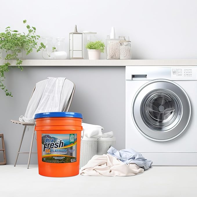 Ultra Fresh 6X Platinum 5 Gallon Laundry Detergent Liquid for All Machine Types with Easy Dispensing Pump, Up to 640 Loads, Mountain Fresh (4 Pack)
