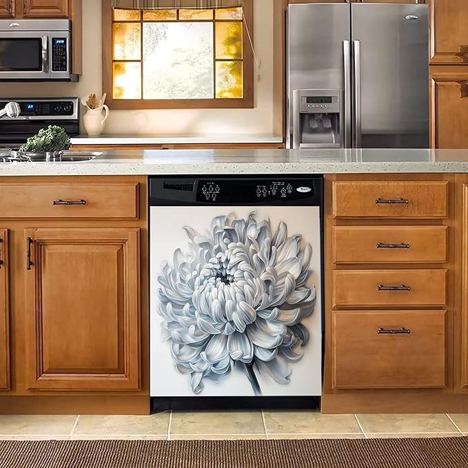 Blooming Flower Dishwasher Magnet Cover Kitchen Dishwasher Sticker, Simplicity Decorative Dishwasher Magnetic Panel Decal 23x26inch