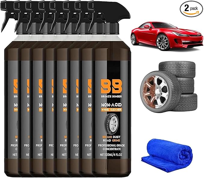 2025 Upgraded Bronze Bomber Wheel Cleaner, Tire Cleaner,- Safe on Chrome and All Wheel Finishes - Brake Dust, Dirt, Browning, Grease, and Grime Remover (US Stock) (8)