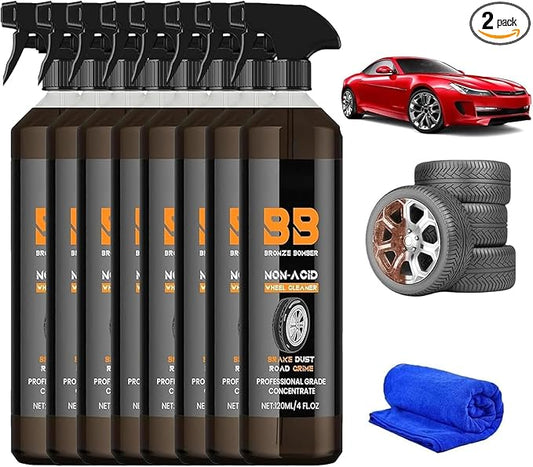 2025 Upgraded Bronze Bomber Wheel Cleaner, Tire Cleaner,- Safe on Chrome and All Wheel Finishes - Brake Dust, Dirt, Browning, Grease, and Grime Remover (US Stock) (8)