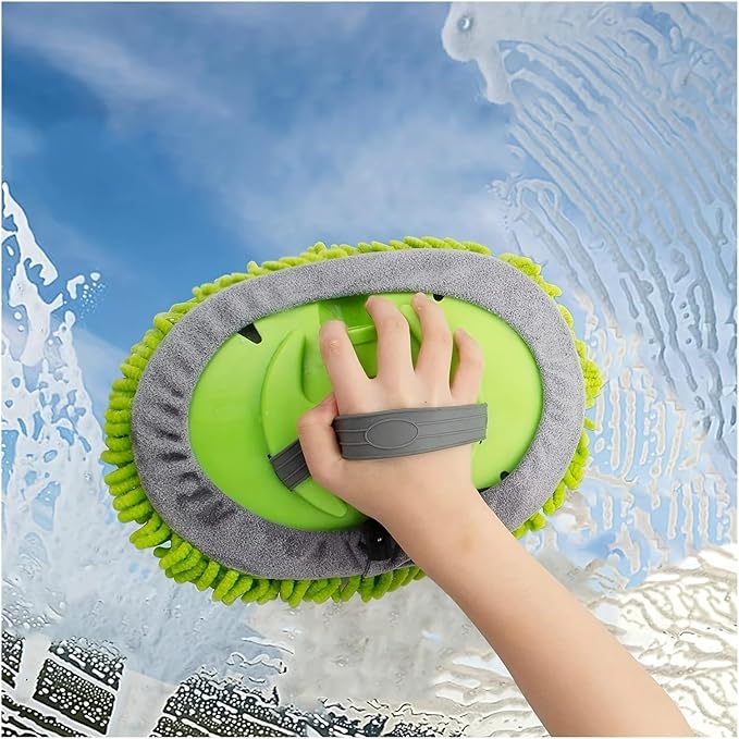 Car Washing Kit 44.1inch (About 112cm) Car Wash Brush Washing Sponge with Long Handle Cleaning, Cleaning Supplies Kit Outdoor Use (Color : Mop (Plus 2 Cloths)), HUIM SHSE3 STORE-1