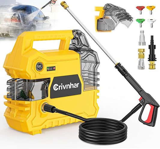 Cordless Pressure Washer Battery Powered Compatible for Dewalt 20V/60V Battery, 1015 PSI Brushless Power Washer with 4 Nozzles & Built-in Storage, for Car, Patio, Driveway, Wall Cleaning(Tool Only)