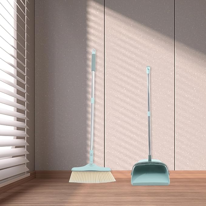 1set Broom Dustpan Set Soft Hair Scraper Broom for Home Cleaning Long Handle Dustpan Set for Dorm Housewarming House Cleaning Tool