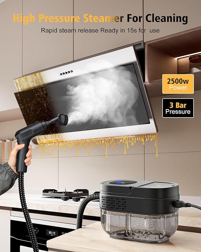 Steam Cleaner for Home 2500W Portable Steam Cleaner for Car,1.69 Quarts Large Capacity Tank, 13PCS Accessories Steamer for Home, kitchens,Camping