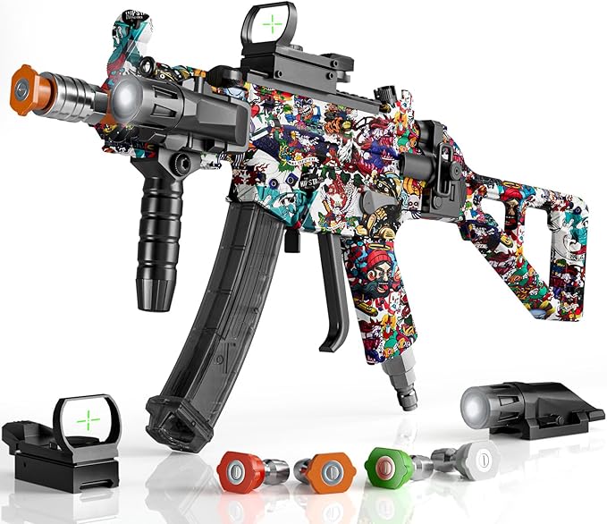 MP5 Model Pressure Washer Gun with Swivel & 4 Nozzles, 3600 PSI High Pressure Spray Gun with 3/8" Quick Connect Plug, Swivel Gun Compatible with Foam Cannon, Power Washer Accessories (Graffiti)