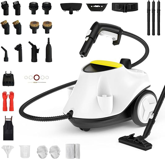 Steam Cleaner, 2000W Portable Household Steamer with 27 Accessories,Steamer for Cleaning with 6M Extra-Long Power Cord,Suit for Floor,Tile, Carpet, Furniture, Upholstery, Grout, Kitchen, Car (white)