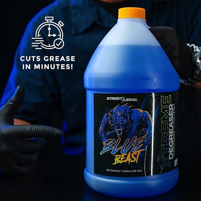 Street Legal Blue Beast Xtreme Degreaser – Heavy-Duty Concentrated Industrial Cleaner & Engine Degreaser, Fast-Acting Formula,4 Gallons