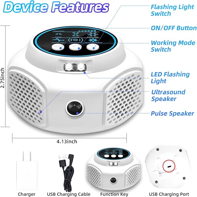 2026 Upgraded Mouse Repellent Ultrasonic Plug in Mice Repellent Indoor Control for Rodent Rat Mouse Mice Squirrel 3 IN1 Electronic Repellent Devices for House Garage Basement Attic,2 Pack(White)