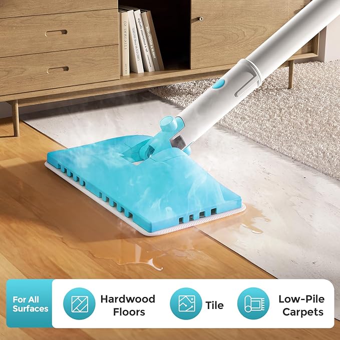 Steam Mops for Floor Cleaning,All-in-One Steam Cleaner for Home with 2 Levels Steam Mode,350ML Tank,23FT Cord, Detachable Handheld Steam Cleaner for Tile,Grout,Furniture,Carpet,Grill,Wall