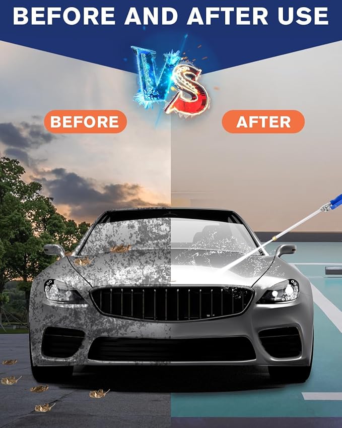 High Pressure Power Washer Wand,Watering Sprayer Cleaning Tool,Upgraded Hydro Jet Water Hose Nozzle with 2 Different Nozzles,Quick Connect FlexibleWand Lance for Gutter Patio Car Pet Window (blue)