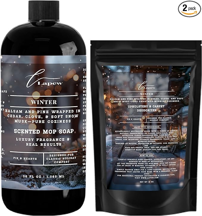 Lapew Winter Bundle – Carpet Deodorizer Powder & Scented Mop Soap Set – Odor Eliminator for Pet-Friendly Homes