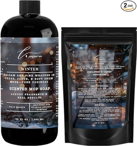 Lapew Winter Bundle – Carpet Deodorizer Powder & Scented Mop Soap Set – Odor Eliminator for Pet-Friendly Homes