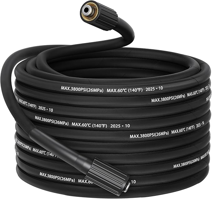 SITIMIMIL® 1/4" Pressure Washer Hose 50T, Stainless Steel Wear-Resistant Upgrade, M22-14mm&15mm Universal Electric Power Washer Hose Replacement for Ryobi, Troy Bilt, Greenworks and More (3800 PSI)