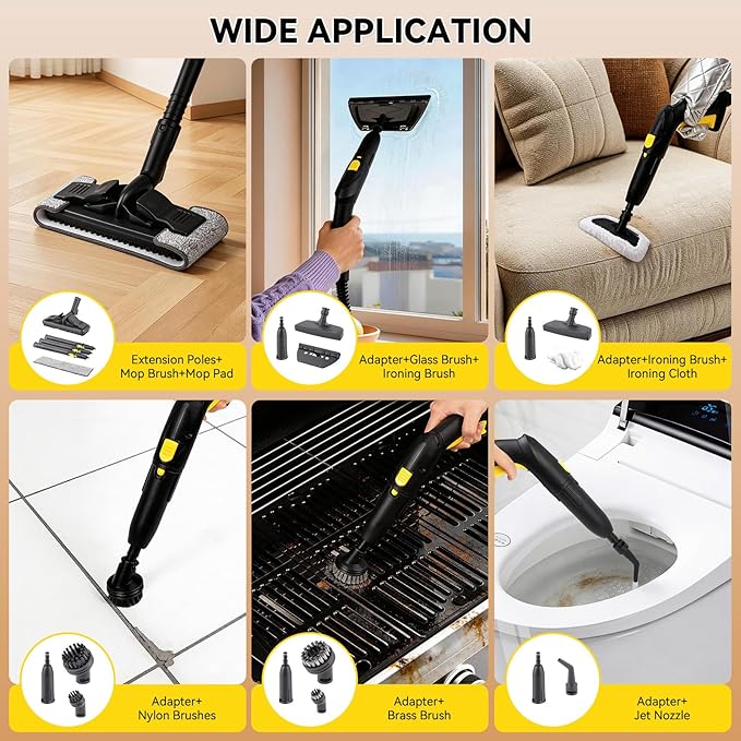 Steam Cleaner, Handheld Steam Cleaner - 2000W High Pressure 73PSI Portable Steamer with 68oz Tank & 24 PCS Accessories for Home Use, Car Detailing, Floor, Kitchen, Bathroom, Windows, Grout, Sofa