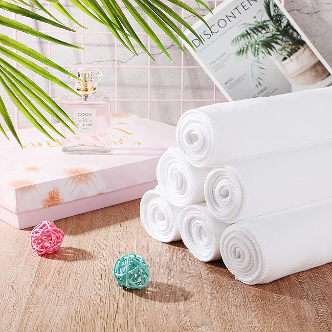 Tatuo Sublimation Blank Towels DIY Microfiber Kitchen Towels 32x12 Inch White Thick Dish Drying Tea Absorbent Soft Polyester for Sublimation Bathroom Kitchen Cleaning Supplies(10 Pieces)