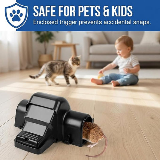 Rat and Chipmunk Traps. Prevents Accidental Triggering with Dual Tunneled Design. Covered Snap Traps for Humane Kill, Reusable, Pest Control for Rats,Outdoor Indoor & Use 2 Pack