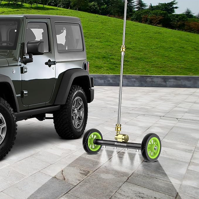 Undercarriage Pressure Washer Attachment 16 Inch Power Washer Water Broom with 4 Nozzles Dual-Function Pressure Washer Undercarriage Cleaner With 3 Pieces Extension Wand 4000 PSI