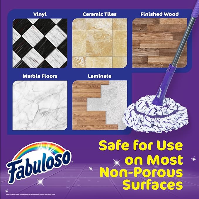 Fabuloso Twist Mop ?€? Self Wringing Mop with Non-Scratch Scrubber and Removable Washable Head for Floor Cleaning