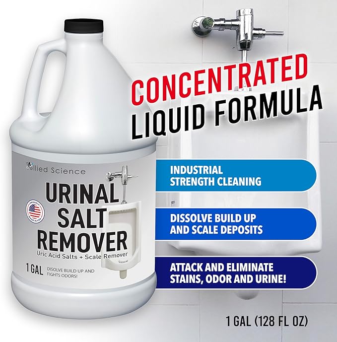 Urinal Salt Remover - Uric Acid Salts Scale Remover Unclogs Urinals and Removes Uric Acid Odors - 4 Gallons