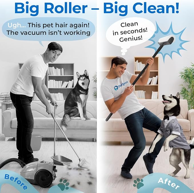 PetLovers Large Lint Roller with 3 Refills – 360 Total Sheets for Tackling Pet Hair, Extra Large Floor and Carpet Roller for Homes with Pets, Perfect for Floors, Furniture, and Loving Pet Owners - Image 2