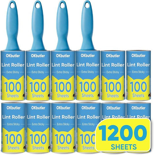 1200 Sheets Lint Roller for Pet Hair, Lint Remover Extra Sticky | Extra Sticky with Spiral Easy Tear & Ergonomic Handle, Multipurpose for Clothes, Furniture, Carpet & Car Seats by Unknown