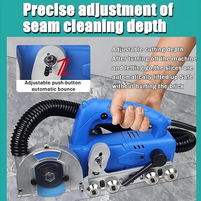 1200W Electric Tile Joint Cleaning Machine - Automatic Grout Cleaner for Ceramic Tiles, Shower & Bathtub Seam Tool, Efficient Gap & Crevice Slotting, Heavy-Duty Floor Cleaner