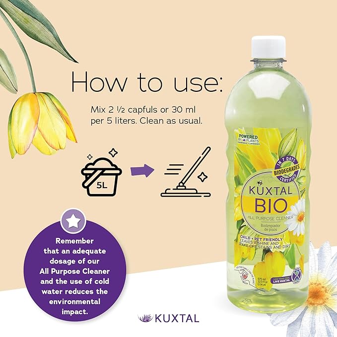 Biodegradable Multi-Surface Floor Cleaner 3 Pack | Eco-Friendly & Plant-Based Formula | Pet & Family Safe | Floral Scent for a Fresh | Natural Clean | 32.9 fl oz Each