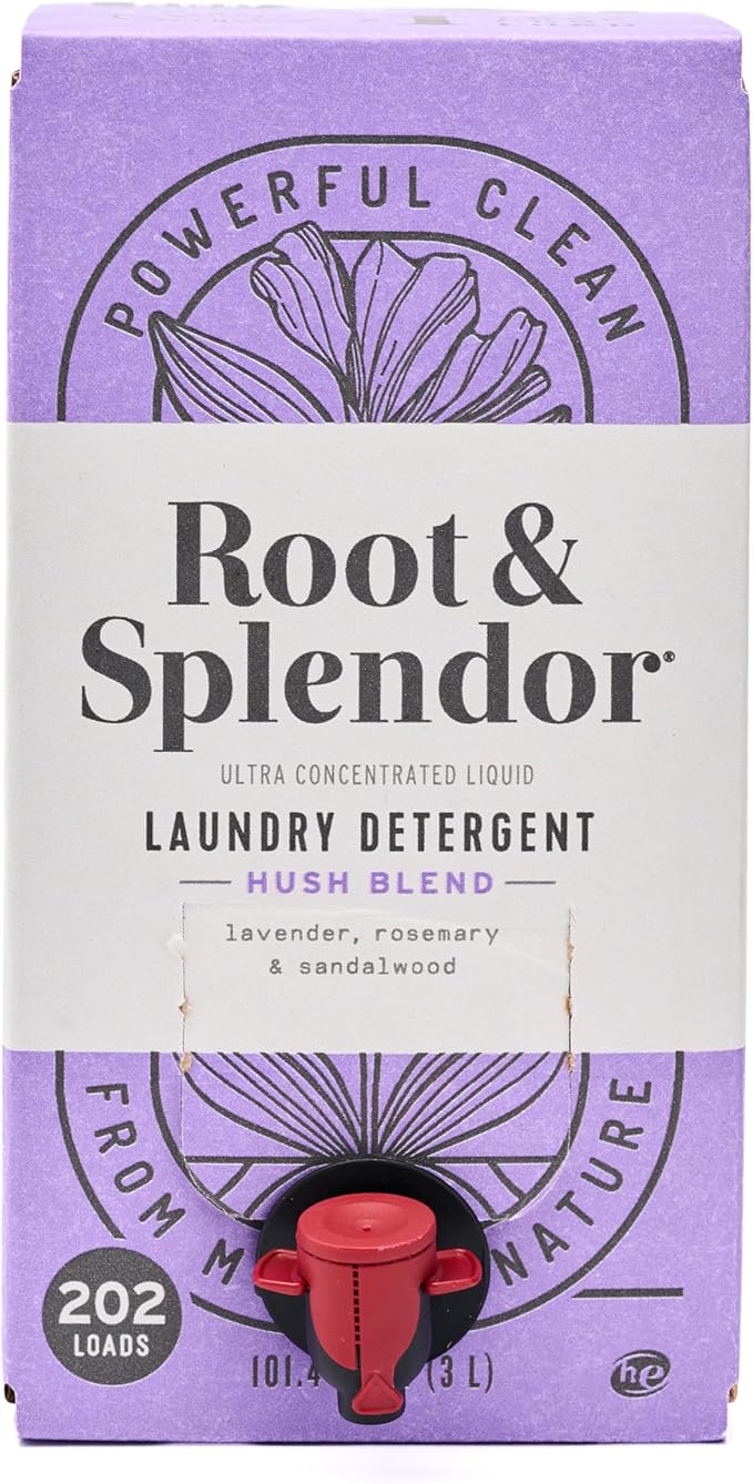 Root & Splendor Ultra Concentrated All Natural Laundry Detergent Liquid - Plant Based, Enzymatic Laundry Soap, Hush Scent, 3 Liter, 200 Loads