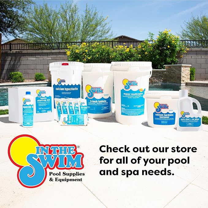 In The Swim Shock and Chlorine Bundle for Sanitizing Swimming Pools – Includes 12 x 1 Pound Bags of 68% Cal-Hypo Pool Shock and 25 Pound Bucket of 3 Inch Stabilized Chlorine Tablets