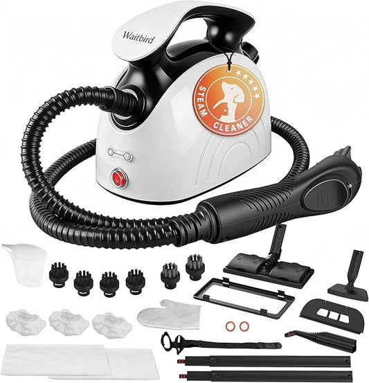Steam Cleaner, Steam Cleaner For Home, Handheld Steamer For Cleaning With 21 Accessories, 248 °F High Temperature, Suitable for Grout, Floor. Sofas, Upholstery, White