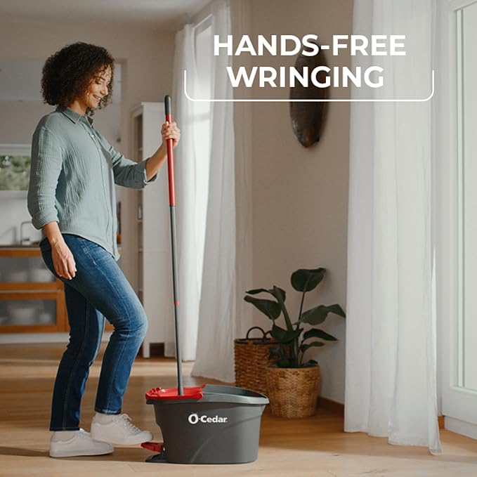 O-Cedar Spin Mop & Sweep Set | EasyWring Mop + One Sweep Broom with Dustpan