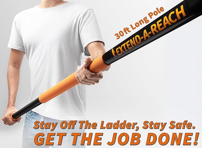 5-30 Telescoping Roof Rake 36 ft Reach // Collapsible Roof Rake for Leaves and Pine with Extension Pole // Roof Cleaning Tool for Gardening and Lawns // High Reach Adjustable Metal Leaf Raker