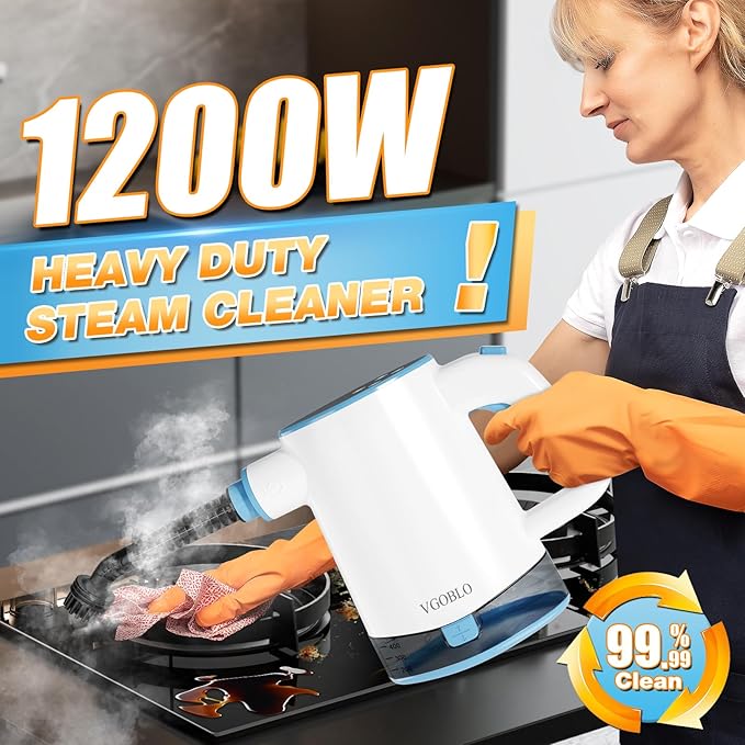 Handheld Steam Cleaner for Home, Pressurized 15s Instant Heat Steam Cleaner, 500ml Removable Water Tank & Self-Clean, Portable Multi-Surface Steamer for Cleaning, Kitchen, Bathroom, Car, Floor