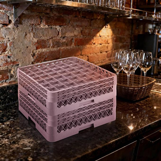 3 Pack 49 Compartment Commercial Dish Drying Rack with 2 Extenders | Durable Polypropylene Glass Rack | Quitly Clean Divided Dishwasher Rack for Restaurants Bar Hotel Canteen Kitchen Cafes